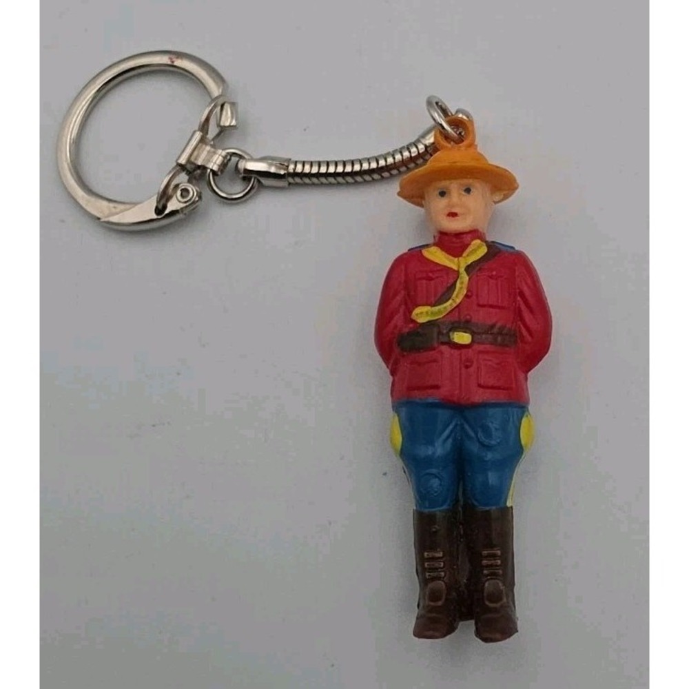 Vintage Royal Canadian Mounted Police Keychain RCMP Plastic Key Ring RCMP Figure